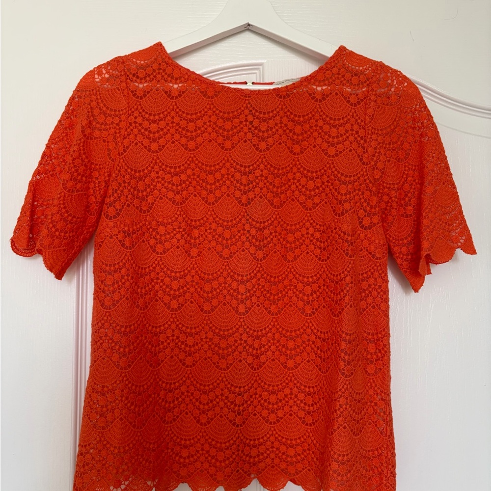 Club Monaco Vibrant Orange Lace Blouse